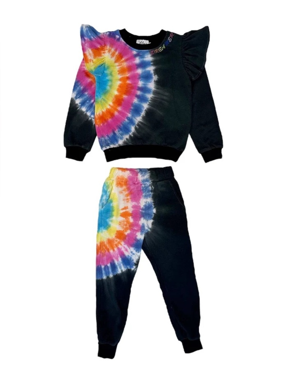 Lola & The Boys RAINBOW TIE DYE RUFFLE SET - NWT | 4T